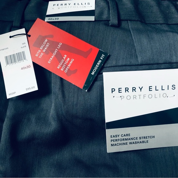 NWT Perry Ellis Portfolio Modern Fit Slate 40x30 Gray - Picture 9 of 10